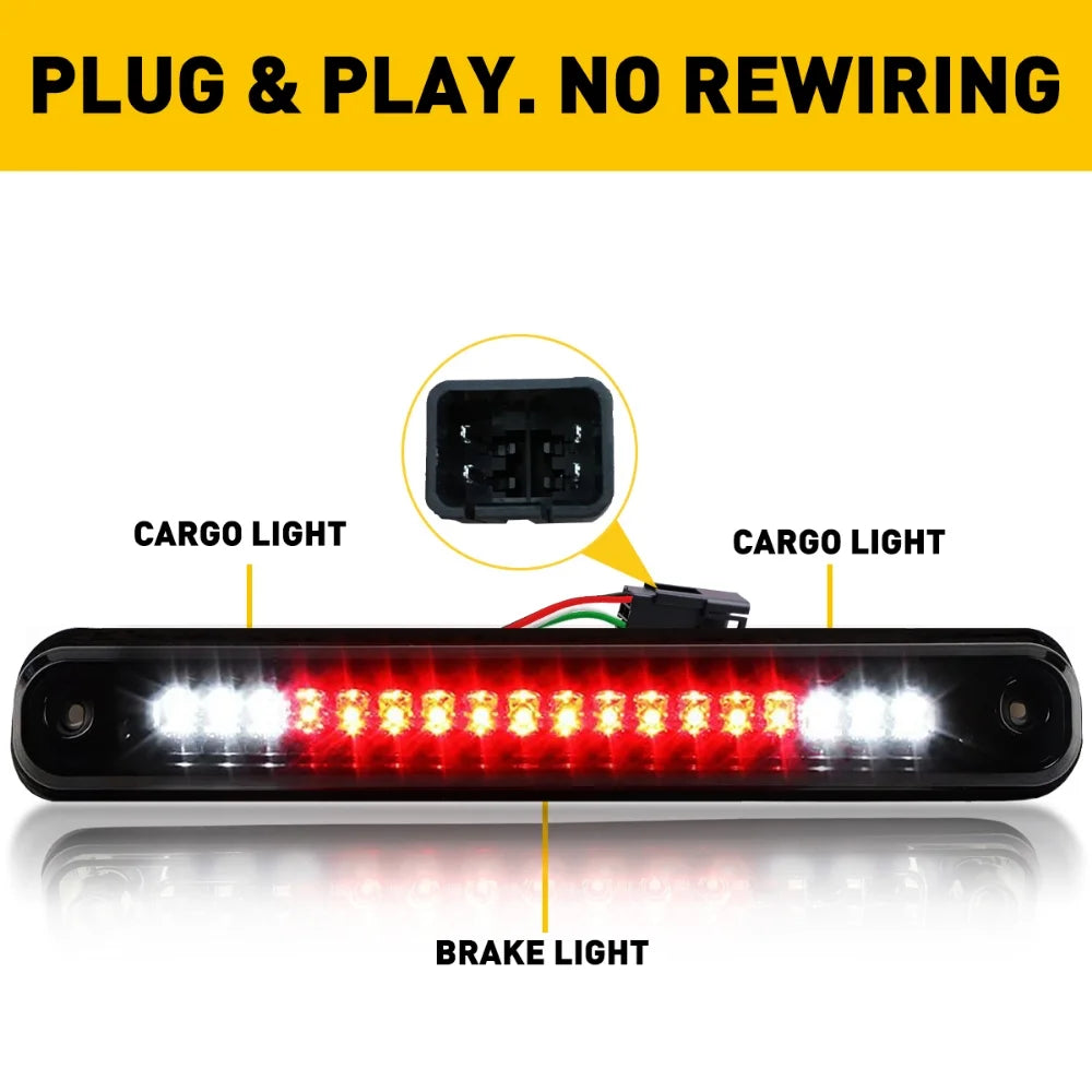 LED 3Rd Brake Light for 1988-2000 Chevy GMC C/K 1500 Silverado Sierra Rear Cargo Lamp High Mount Stop Light