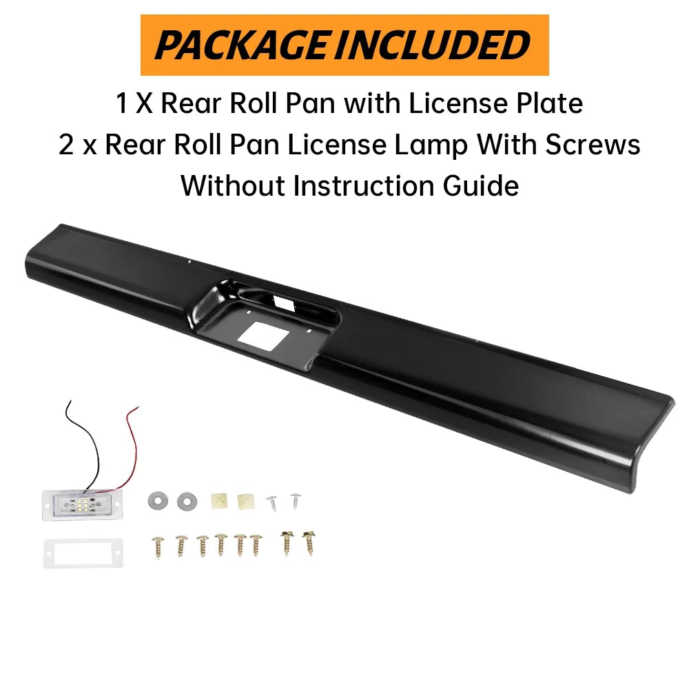 Fleetside Rear Roll Pan 18 Gauge Steel for 1973-1987 Chevrolet C10 C20 C30 K10 K20 K30 Pickup with License Plate Holes Light Kit