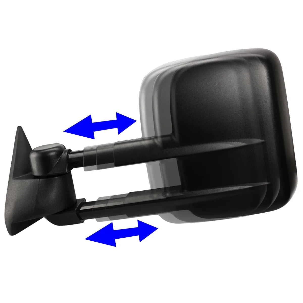 TWM-001-T222-BK for 1999 to 2006 Silverado / Sierra Pair of Black Textured Telescoping Manual Extendable Side Towing Mirrors