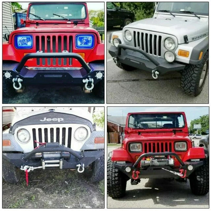 Front Bumper for 1987-2006 Jeep Wrangler TJ YJ with Winch Plate D-Rings Rock Crawler Steel Bumper Reinforcement
