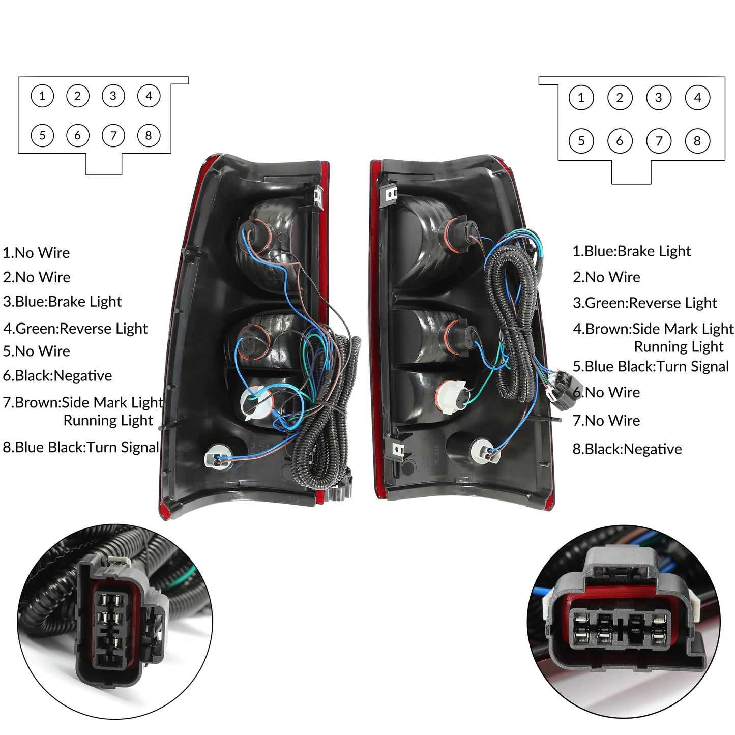 Tail Lights Pair for 2003-2007 Chevy Silverado 1500 2500 3500 Pickup Rear Tail Lamp Dark Red Lens + Chrome Housing Set