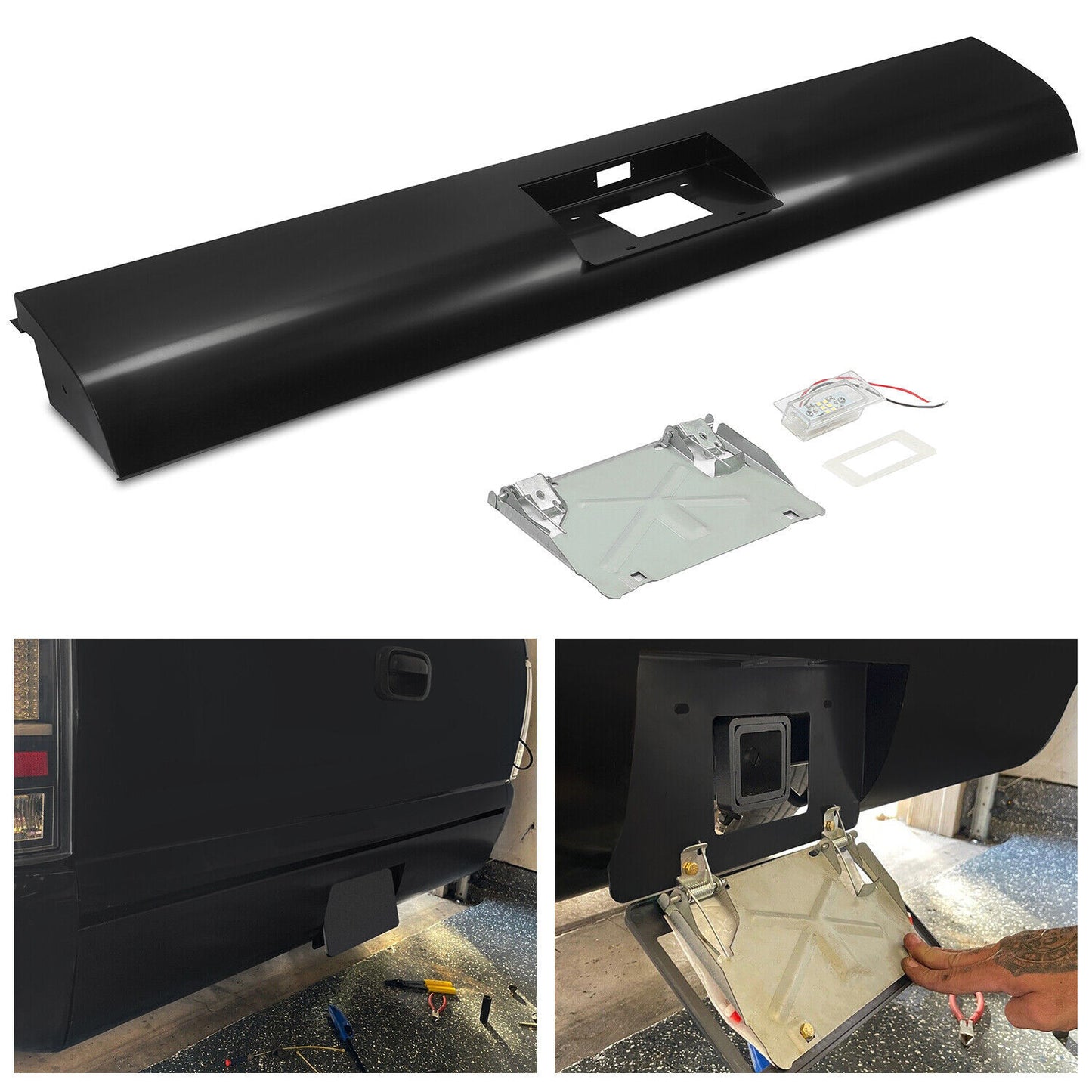 Rear Bumper Roll Pan W/Led License for Chevy Silverado Sierra Fleetside 99-06 07