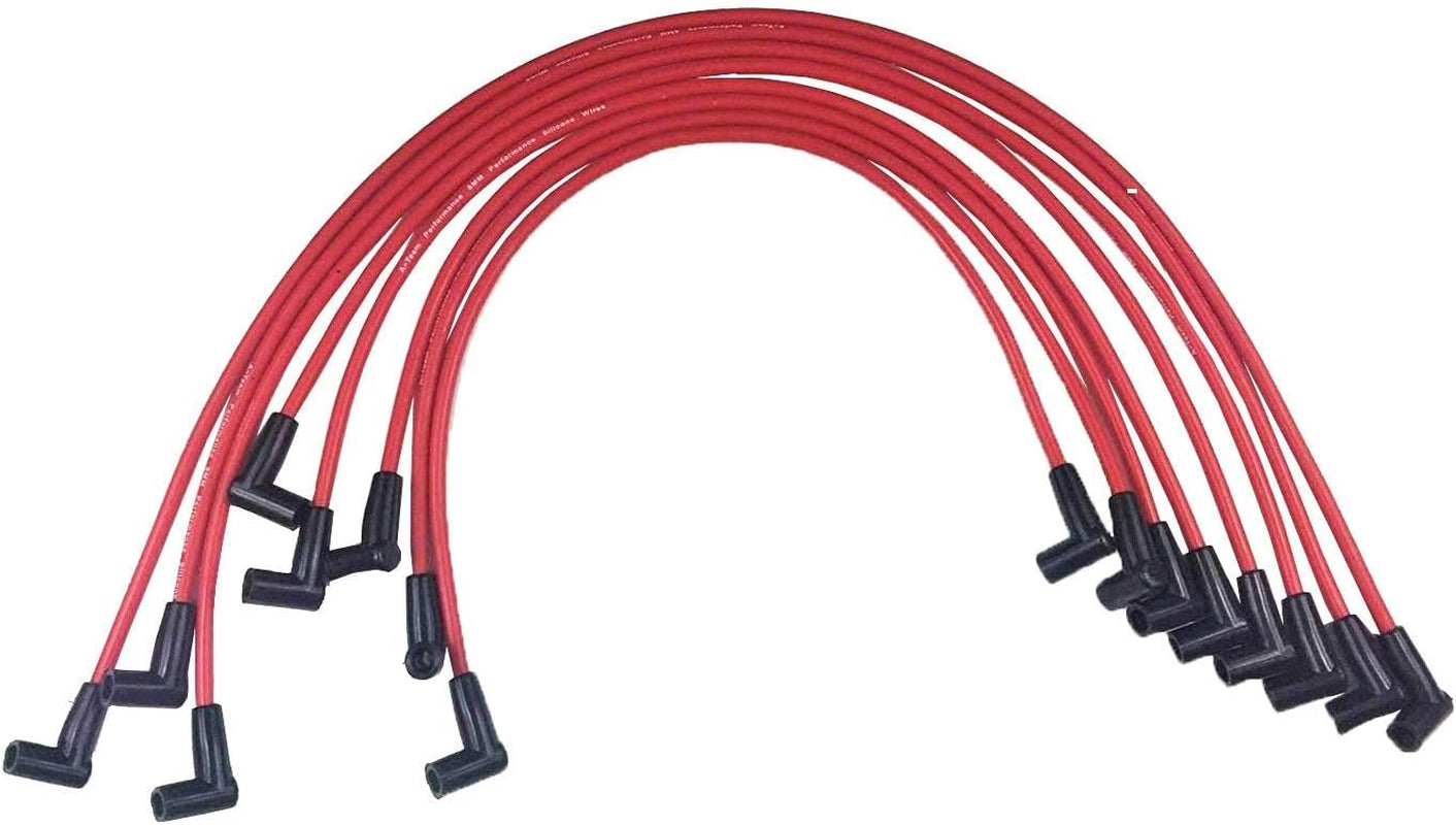 - HEI Distributor Super Cap Red and Silicone Spark Plug Wires Set under the Exhaust Red 8Mm - Compatible with Chevrolet SBC Small Block Chevy 350