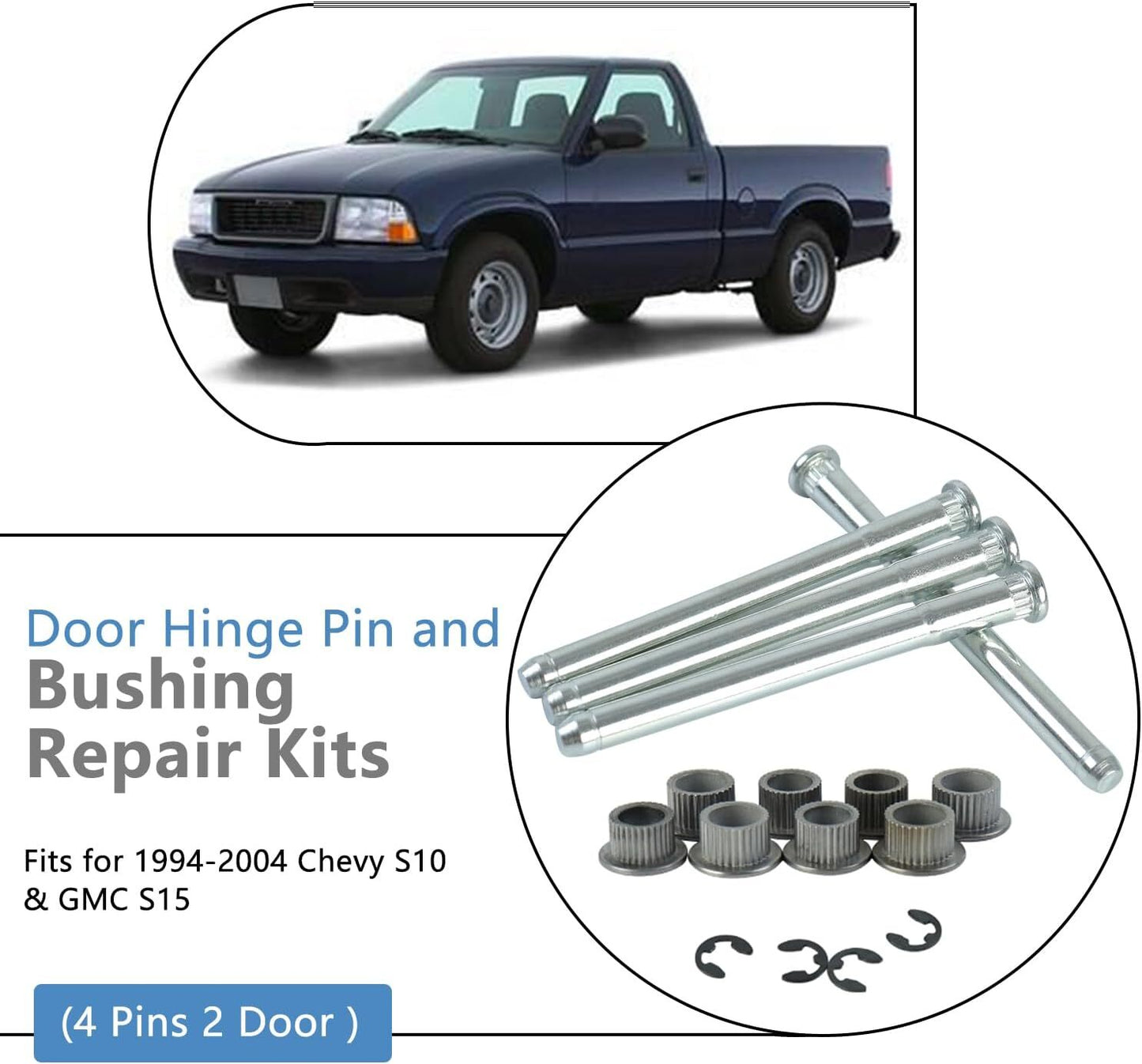 Door Hinge Pin and Bushing Kits Compatible with 1994-2004 Chevy S10 GMC Blazer