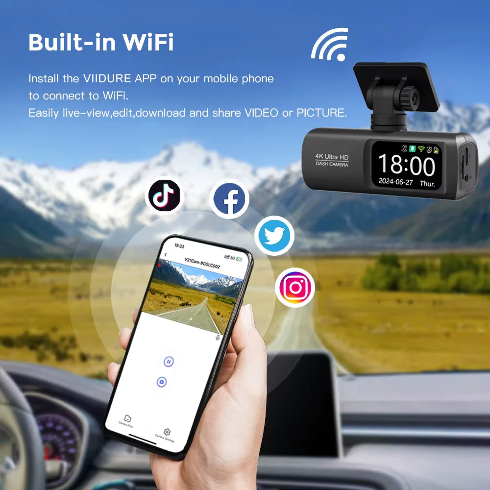 UHD 4K Dash Cam Dual Lens Driving Recorder