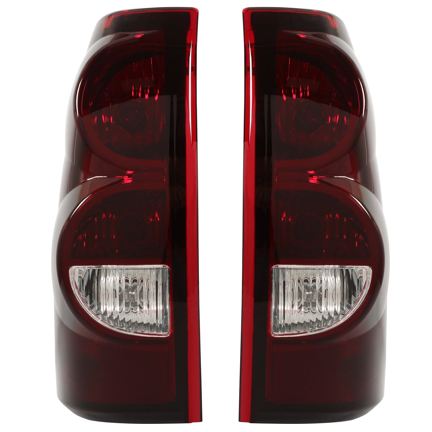 Tail Lights Pair for 2003-2007 Chevy Silverado 1500 2500 3500 Pickup Rear Tail Lamp Dark Red Lens + Chrome Housing Set
