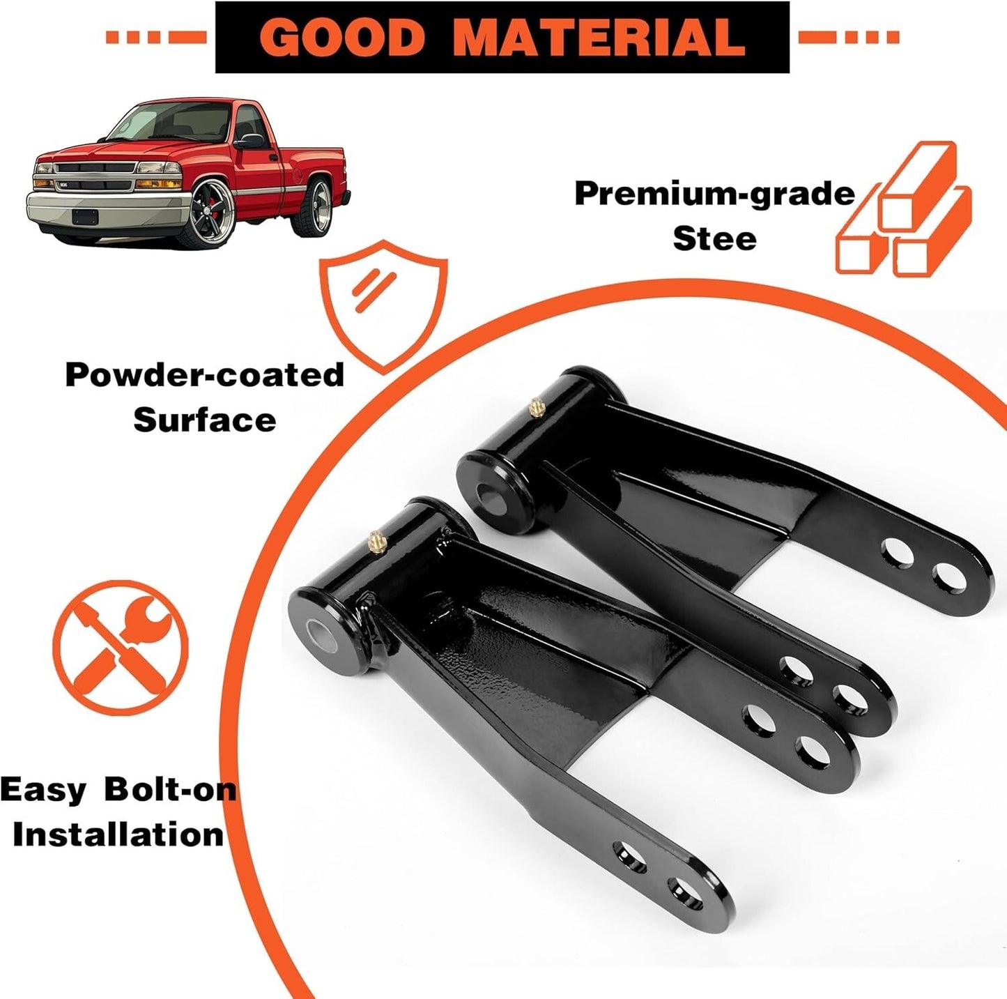 4" Drop Shackles and Hangers Kit Compatible with 1996-2006 Chevy