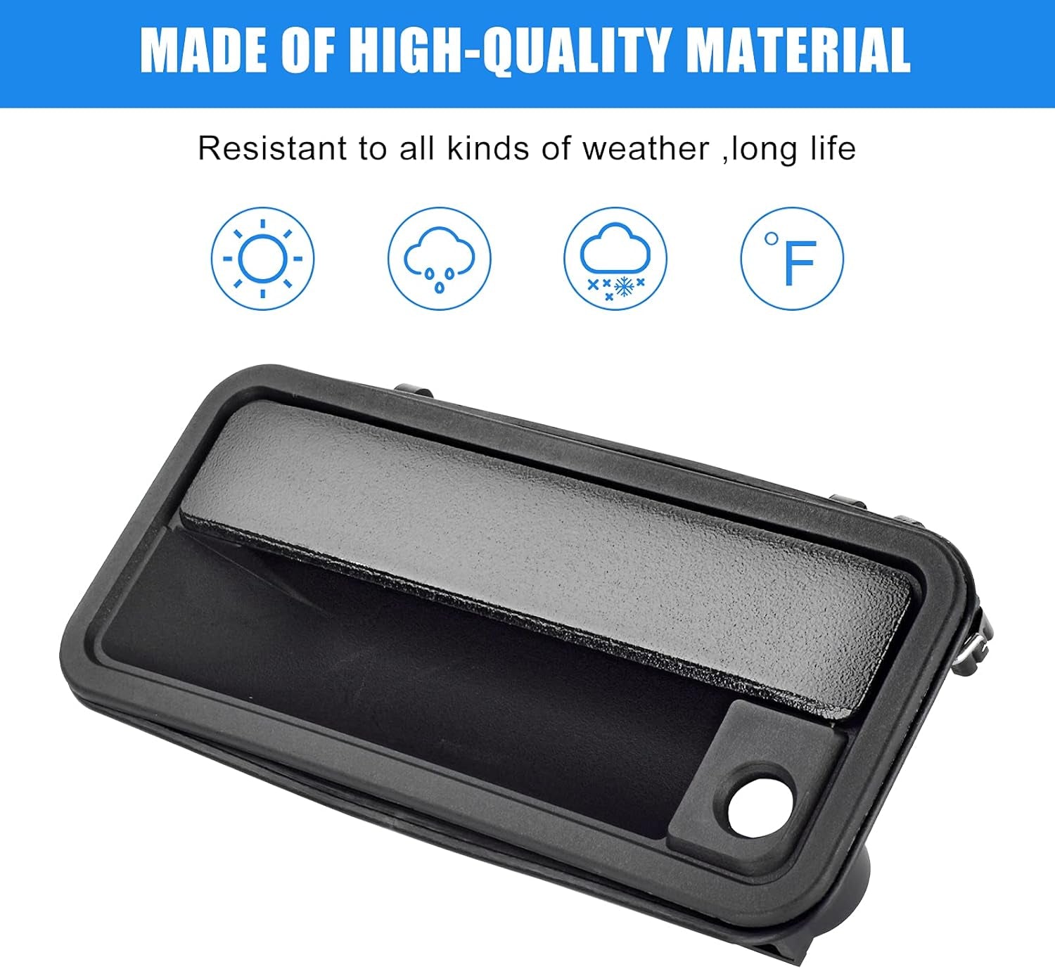 Exterior Door Handle, Front Left Driver Side, Metal Lever Plastic Bezel, Compatible with 1995-2000 Chevy GMC K1500 K2500 K3500, C1500 C2500 C3500 Suburban, Tahoe, Yukon, Cadillac 15742229, 77096