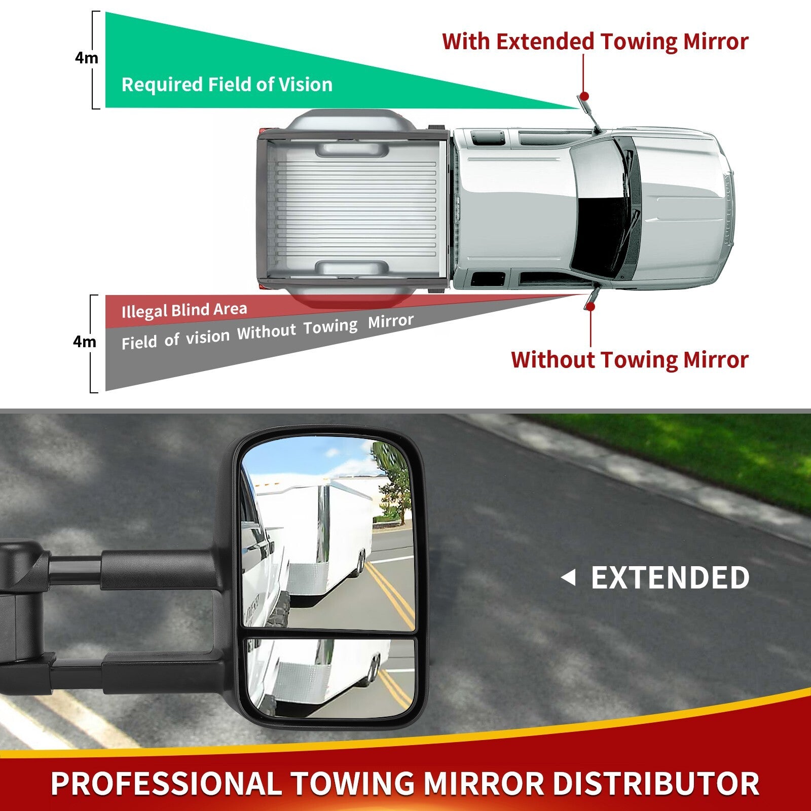 Pair Manual Tow Mirrors for 99-06 Chevy Silverado GMC Sierra 1500 2500HD 3500HD