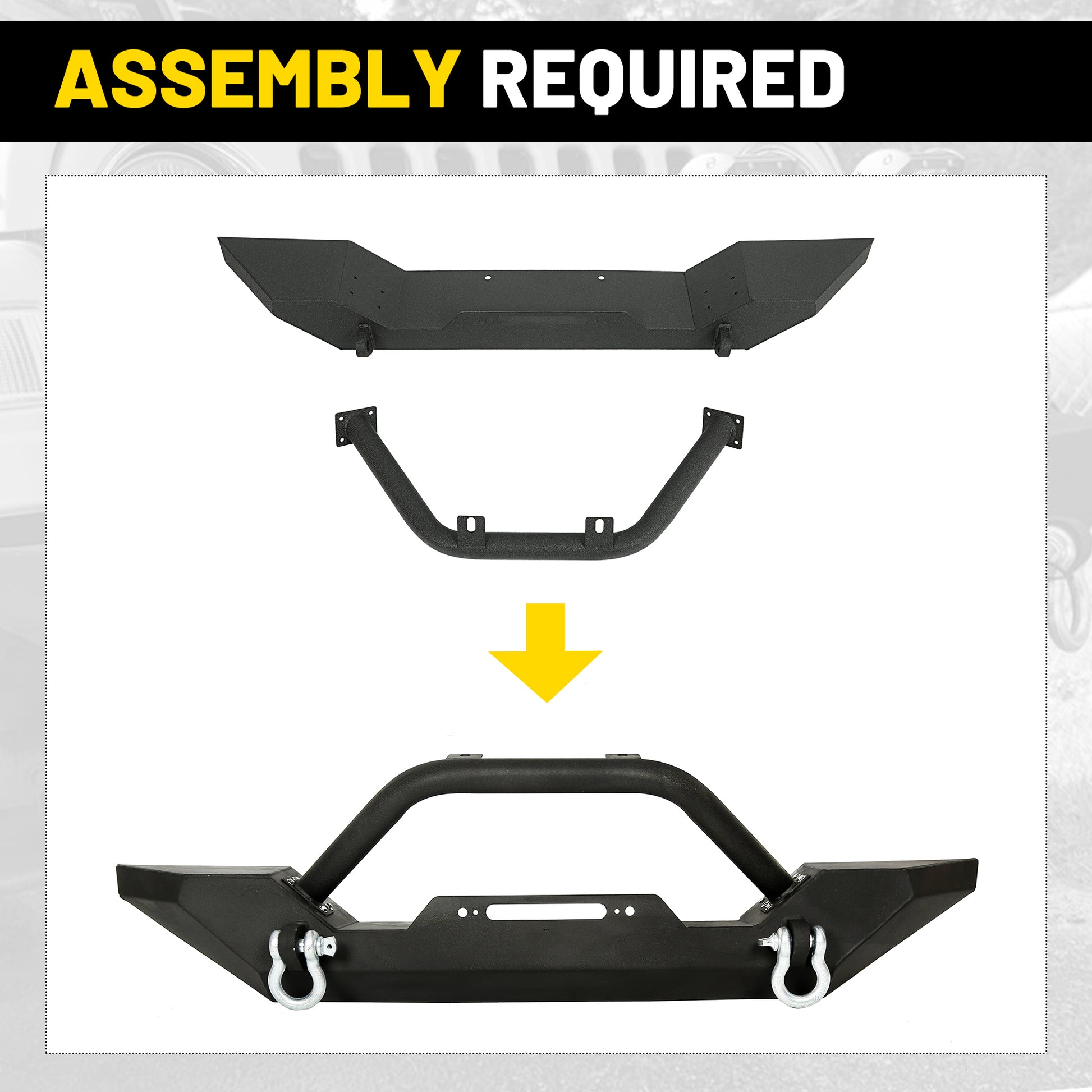 Front Bumper for 1987-2006 Jeep Wrangler TJ YJ with Winch Plate D-Rings Rock Crawler Steel Bumper Reinforcement