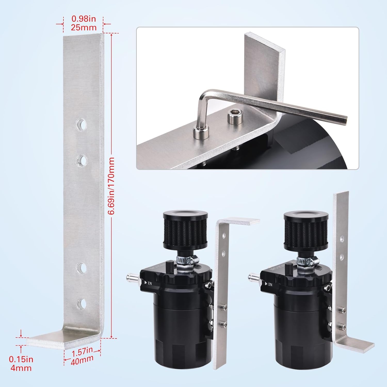 Universal Oil Catch Can Kit with Low Micron Bronze Filter & Larger Removable Baffle,Oil Capture Tank Air Tank with 3/8" Fuel Line, 300Ml(Black)