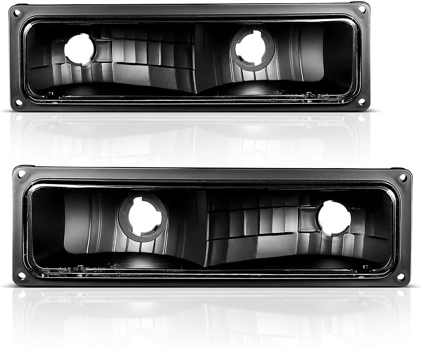 Replacement Parking Turn Signal Lights Black Pair for 88-98 Chevy Full Size - Passenger and Driver Side