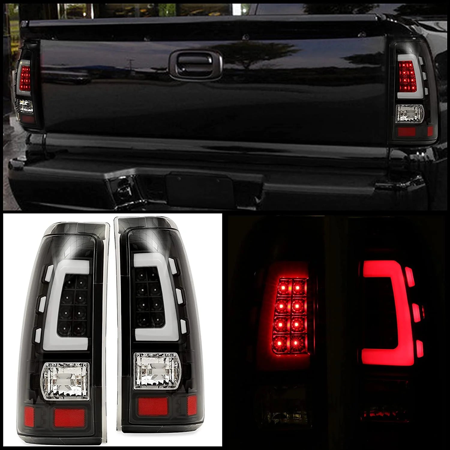 LED Taillight Tail Lights Lamp Compatible with 1999-2006 Chevy Silverado 1999-2002 GMC Sierra 1500 2500 3500 (Clear Lens+Black Housing)
