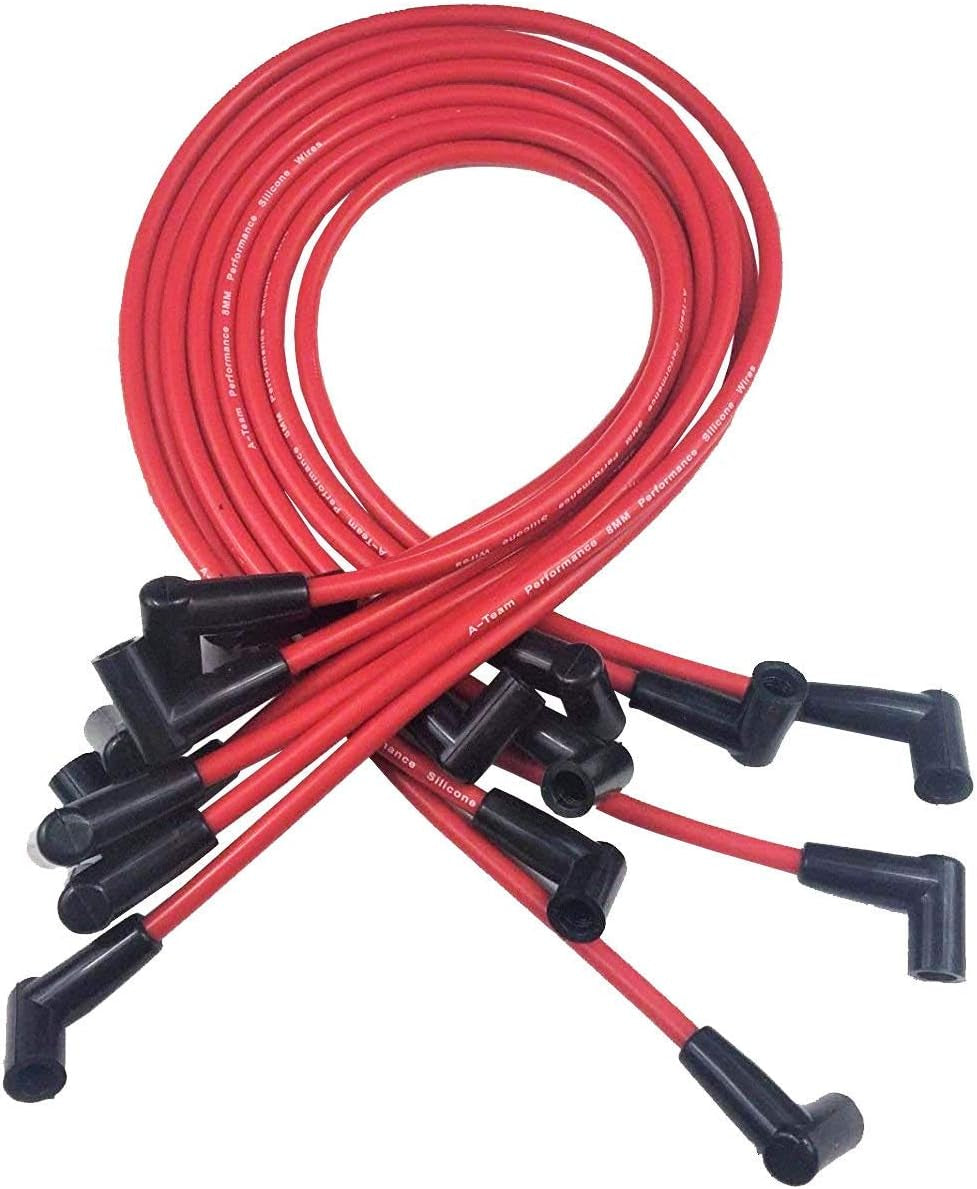 - HEI Distributor Super Cap Red and Silicone Spark Plug Wires Set under the Exhaust Red 8Mm - Compatible with Chevrolet SBC Small Block Chevy 350