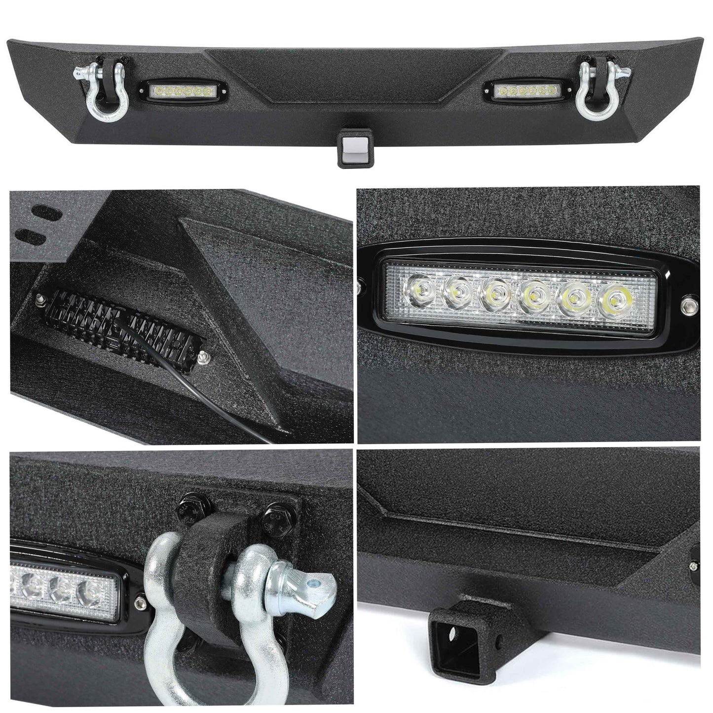 Rear Bumper W/Led Light D-Rings 2" Receiver Fit 87-06 Jeep Wrangler YJ TJ