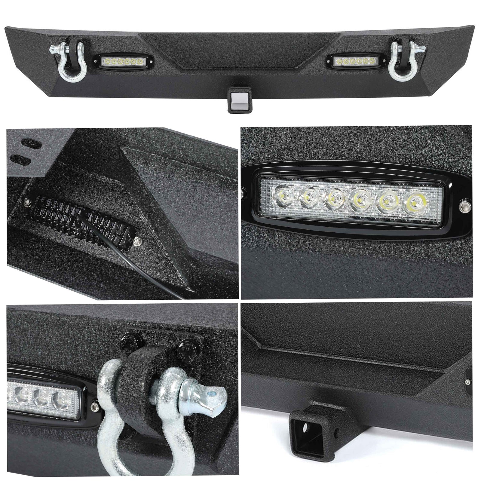 Rear Bumper W/Led Light D-Rings 2" Receiver Fit 87-06 Jeep Wrangler YJ TJ