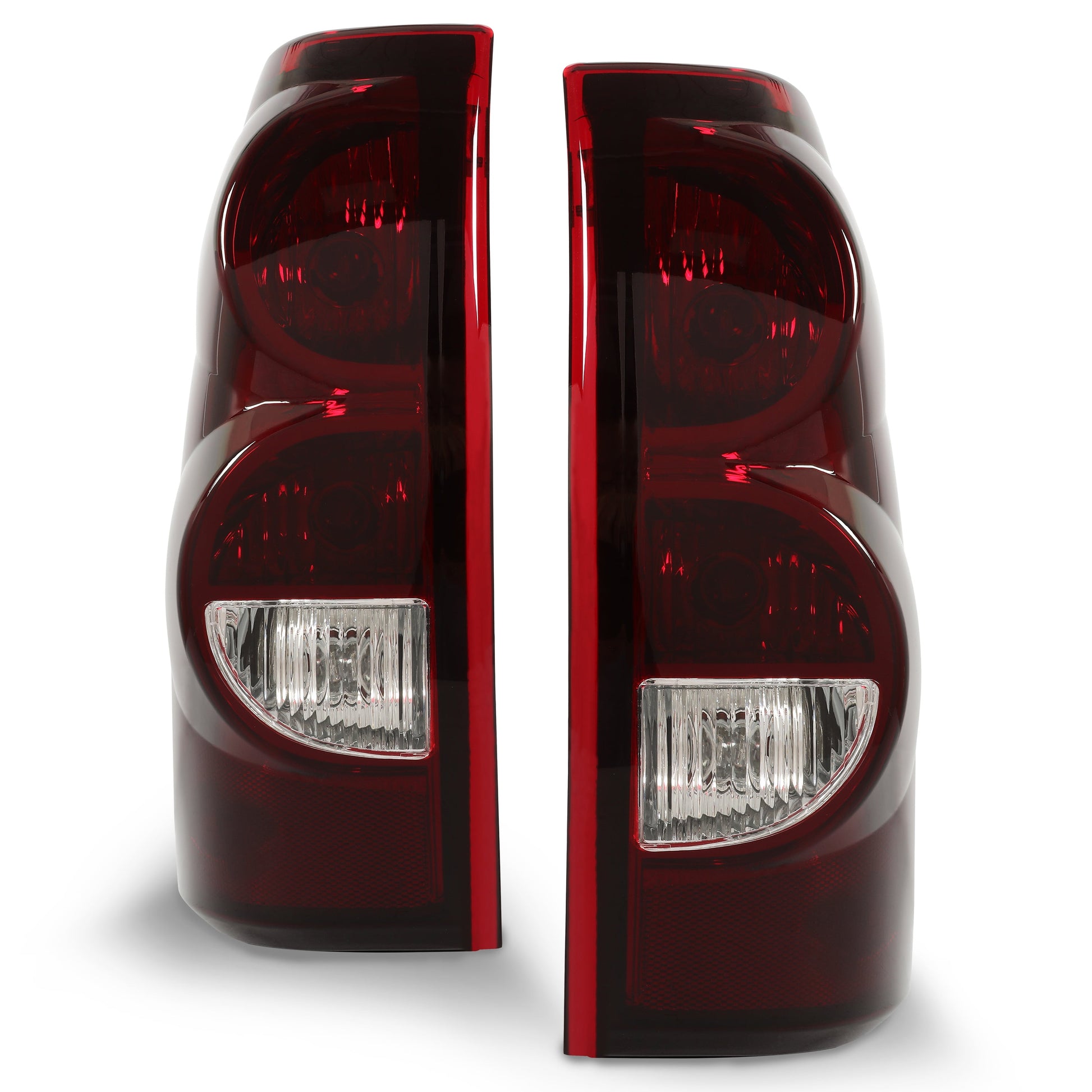 Tail Lights Pair for 2003-2007 Chevy Silverado 1500 2500 3500 Pickup Rear Tail Lamp Dark Red Lens + Chrome Housing Set