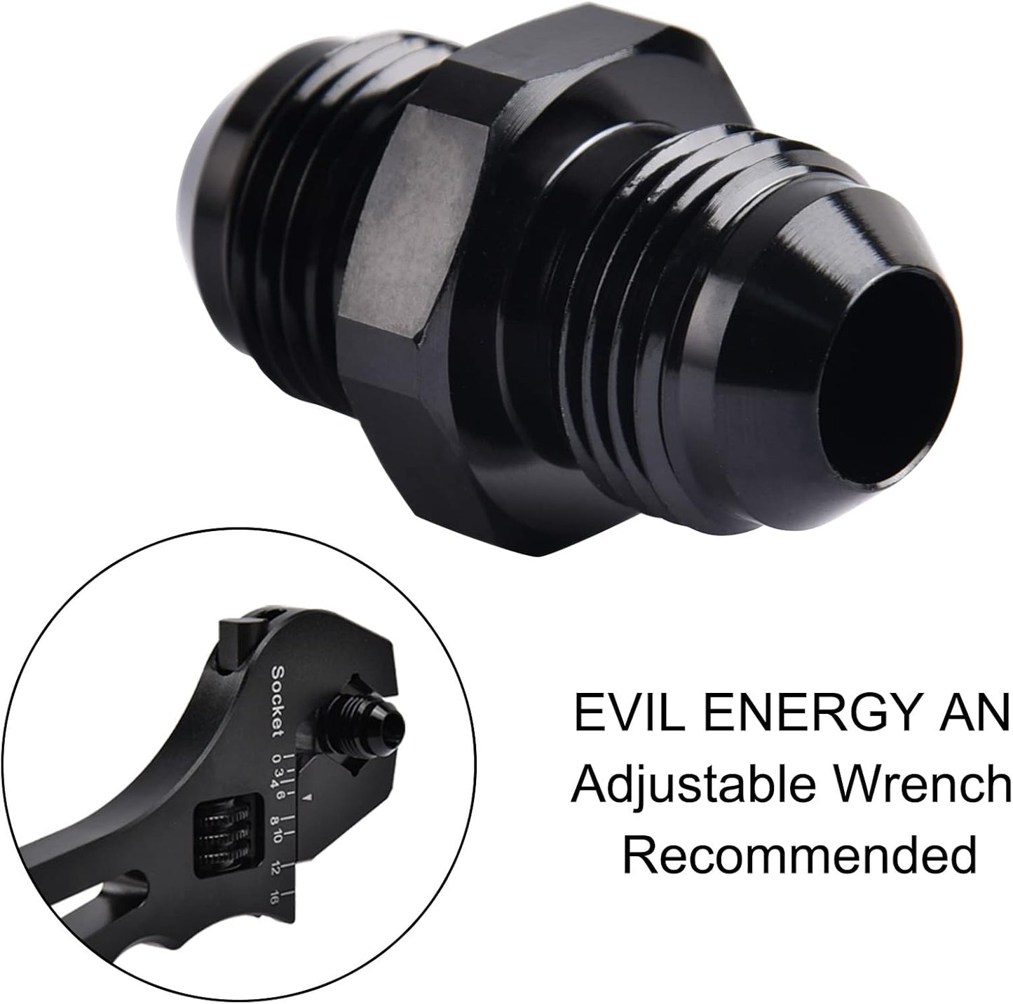 8AN Male to Male Flare Coupler Union Straight Fuel Hose Adapter Fitting Black 2PCS