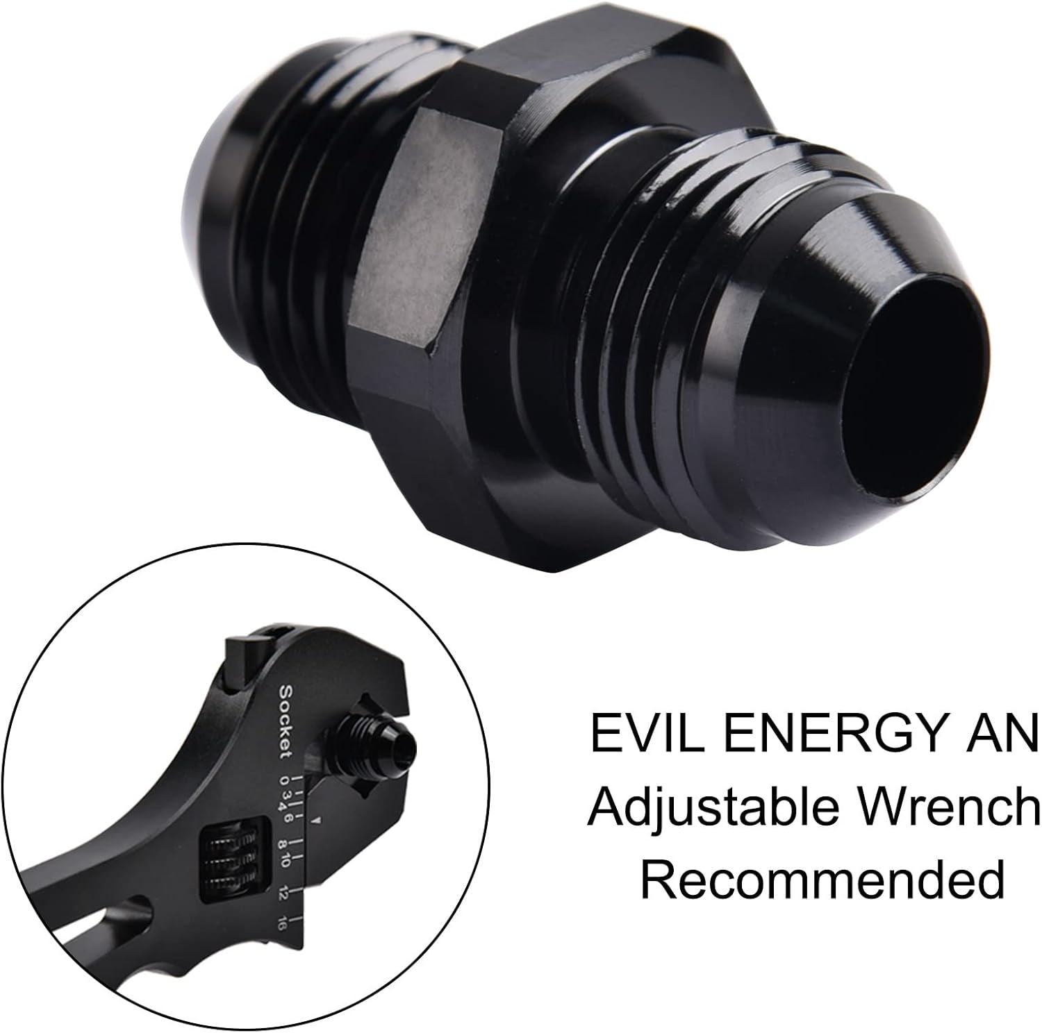 8AN Male to Male Flare Coupler Union Straight Fuel Hose Adapter Fitting Black 2PCS