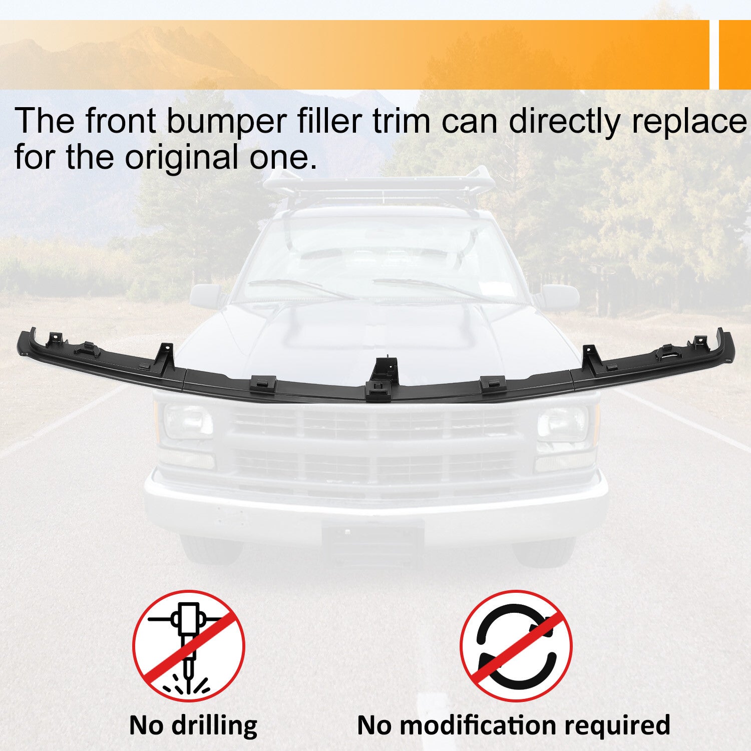 Front Bumper Filler Trim for Chevy GMC C/K Pickup Suburban 94-99 Escalade 99-00