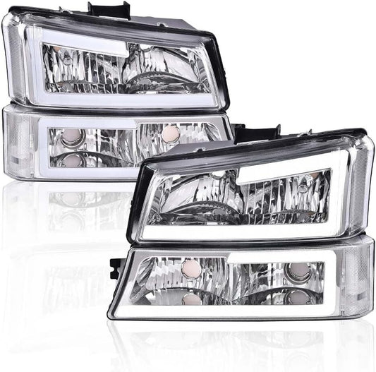 LED Headlight 2003-2006 Chevy Silverado 1500 2500 3500 HD Model/Fit 03-06 Avalan