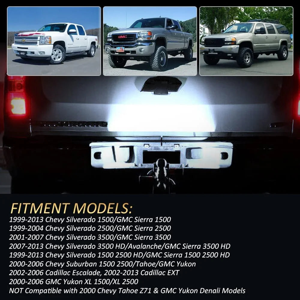 LED License Plate Lights Assembly Compatible with 1999-2013 Chevy Silverado GMC Sierra 1500 2500 3500 HD Suburban Tahoe Cadillac Escalade EXT Yukon XL, Rear Plate Lamp 6000K White 2-Pieces