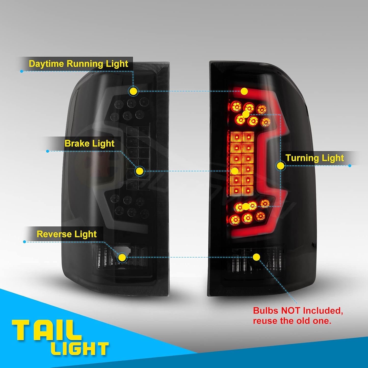 LED Taillights for 07-13 Chevy Silverado 1500 2500HD 3500HD (New Black/Smoke - LED Sequential)