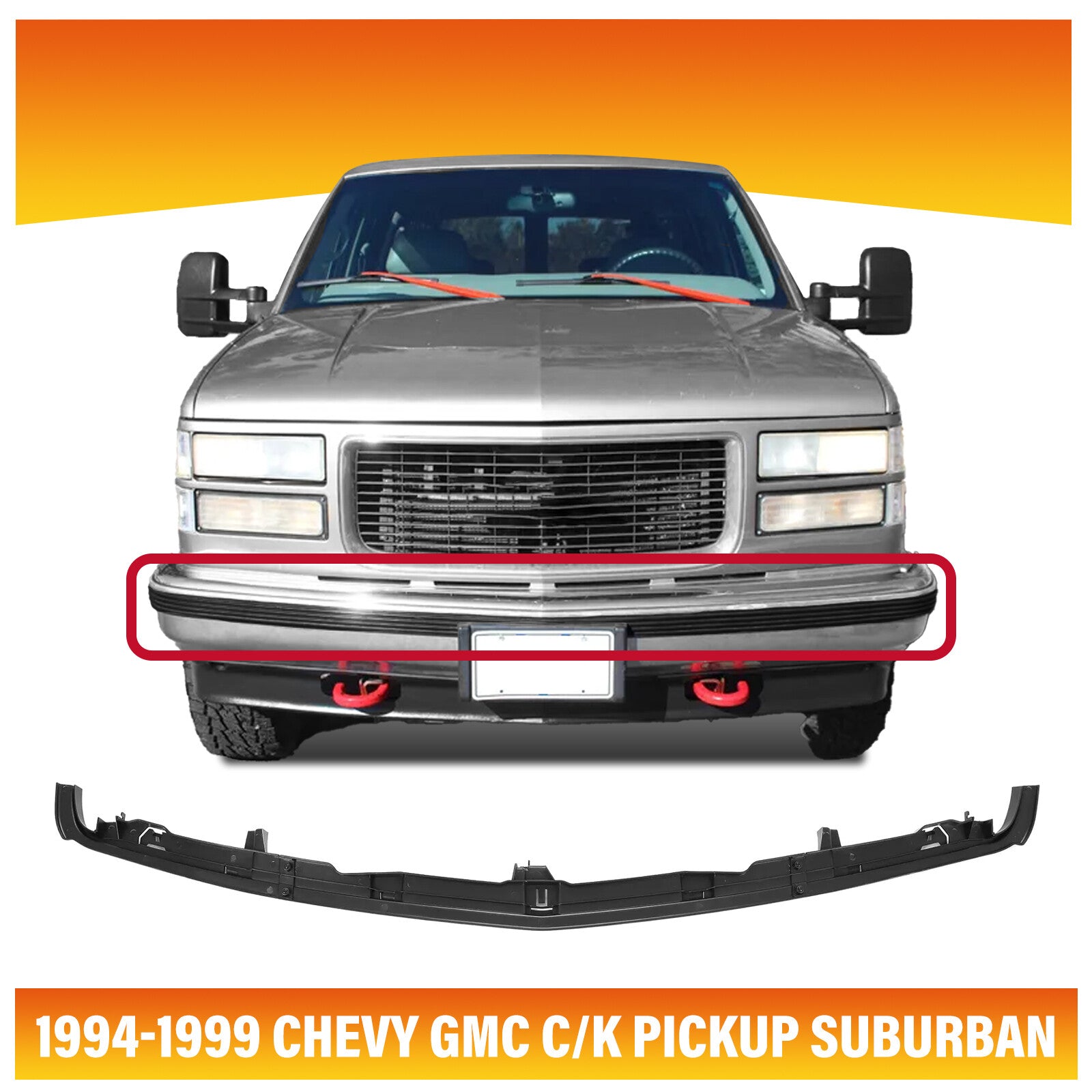 Front Bumper Filler Trim for Chevy GMC C/K Pickup Suburban 94-99 Escalade 99-00