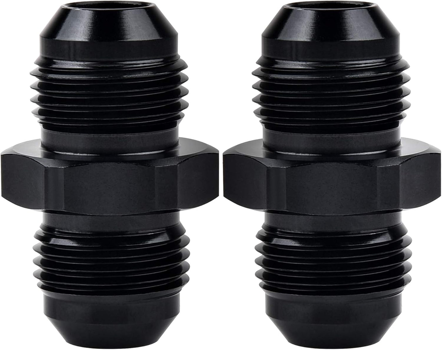 8AN Male to Male Flare Coupler Union Straight Fuel Hose Adapter Fitting Black 2PCS