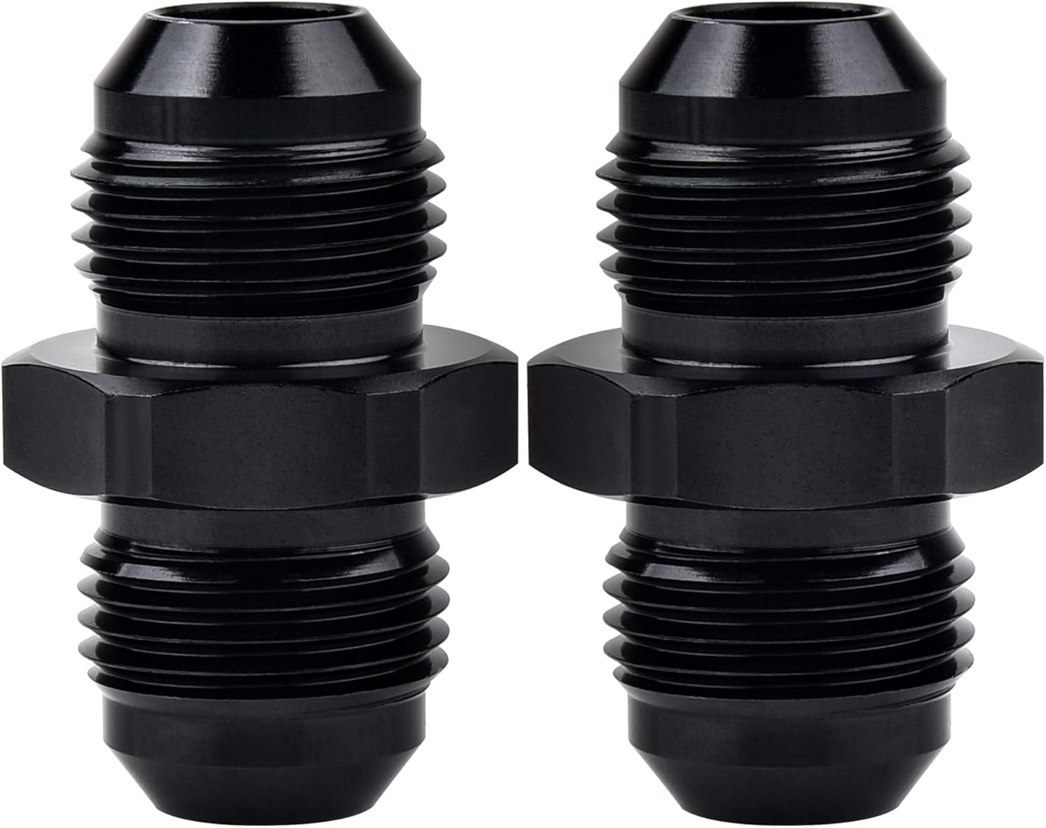 8AN Male to Male Flare Coupler Union Straight Fuel Hose Adapter Fitting Black 2PCS
