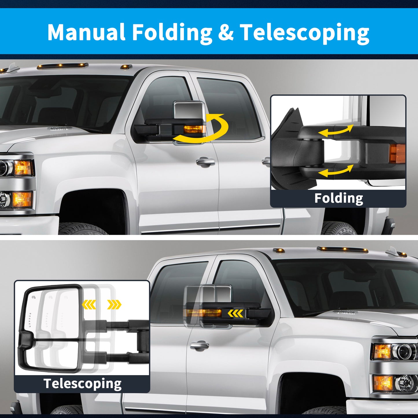 Power Heated Tow Mirrors for 2007-2013 Chevy Silverado Sierra 1500 2500HD 3500HD
