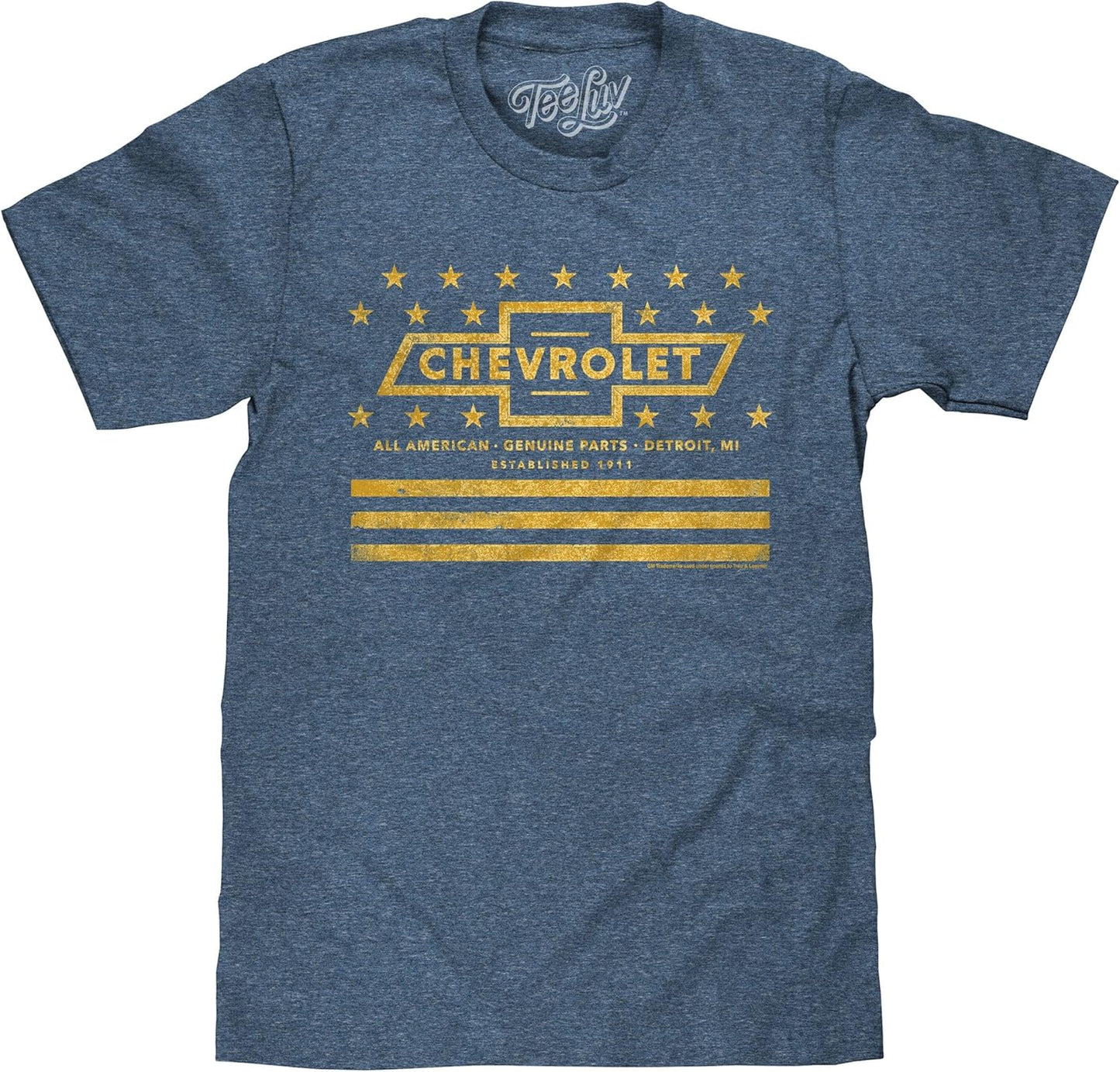 Men'S Chevrolet T-Shirt - Yellow Stars and Stripes Chevy Bowtie Shirt