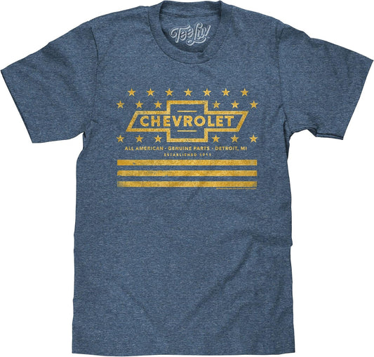 Men'S Chevrolet T-Shirt - Yellow Stars and Stripes Chevy Bowtie Shirt