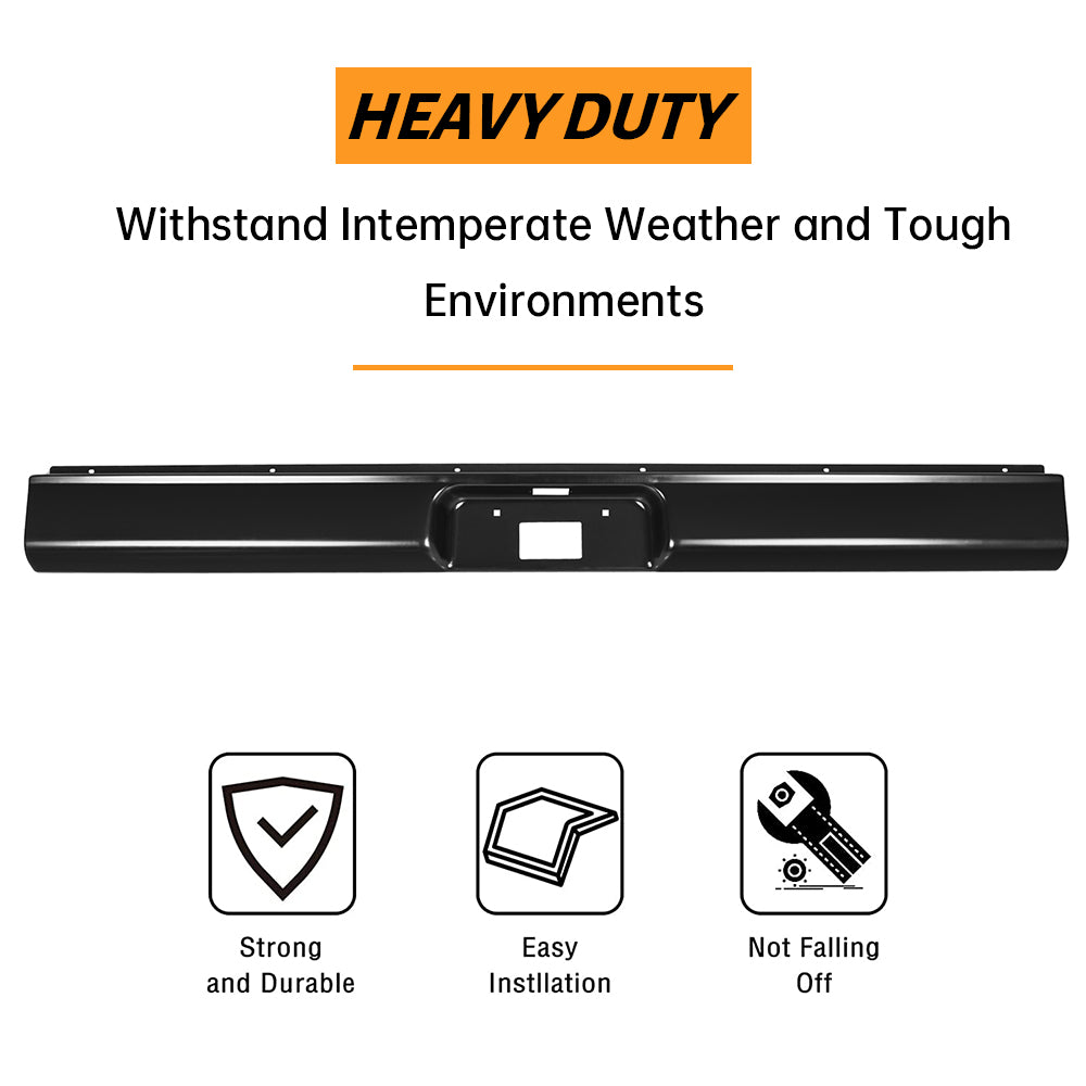Fleetside Rear Roll Pan 18 Gauge Steel for 1973-1987 Chevrolet C10 C20 C30 K10 K20 K30 Pickup with License Plate Holes Light Kit