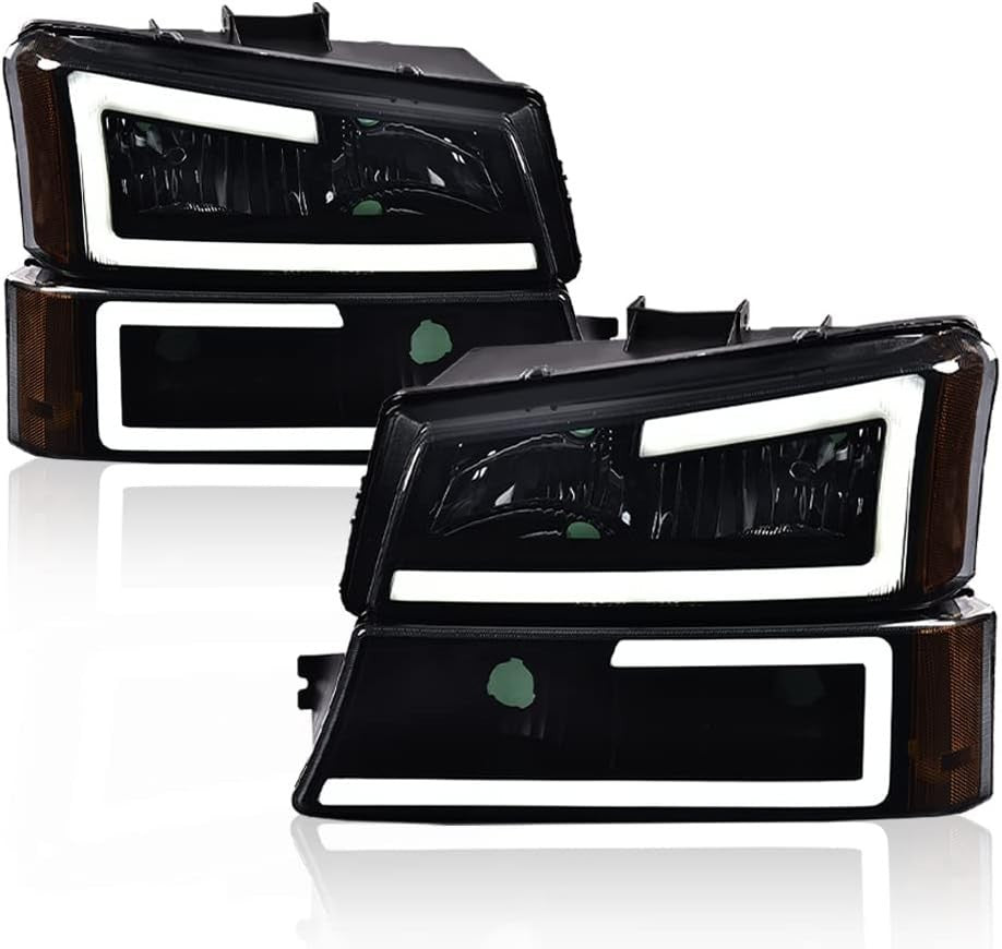 LED DRL Headlight Assembly Chevy Silverado 1500 2500 3500 HD Models 2003-2006/ F