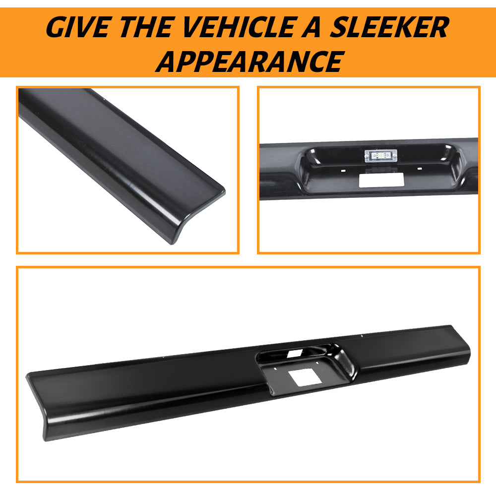 Fleetside Rear Roll Pan 18 Gauge Steel for 1973-1987 Chevrolet C10 C20 C30 K10 K20 K30 Pickup with License Plate Holes Light Kit