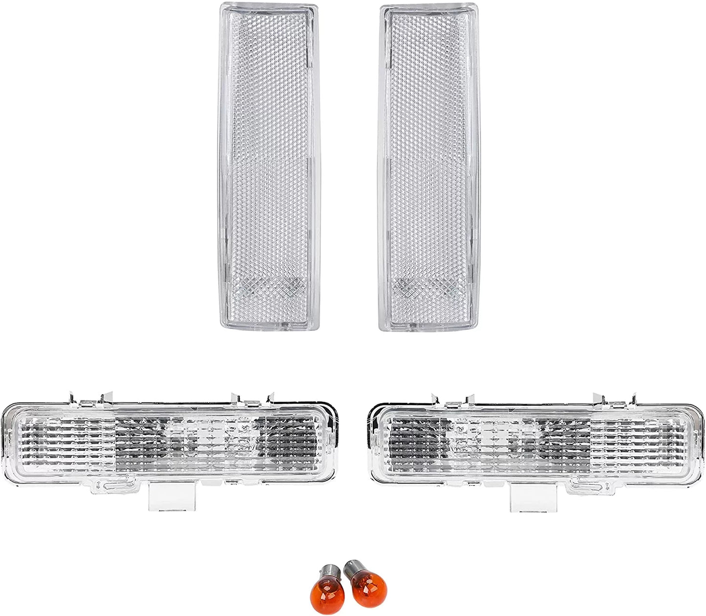 Clear Front Corner Lights + Front Bumper Signal Lights Compatible with 1983-1994 Chevy Blazer & 1982-1993 Chevrolet S10 Set of 4