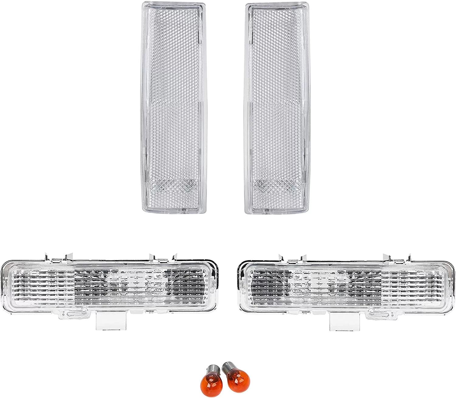 Clear Front Corner Lights + Front Bumper Signal Lights Compatible with 1983-1994 Chevy Blazer & 1982-1993 Chevrolet S10 Set of 4
