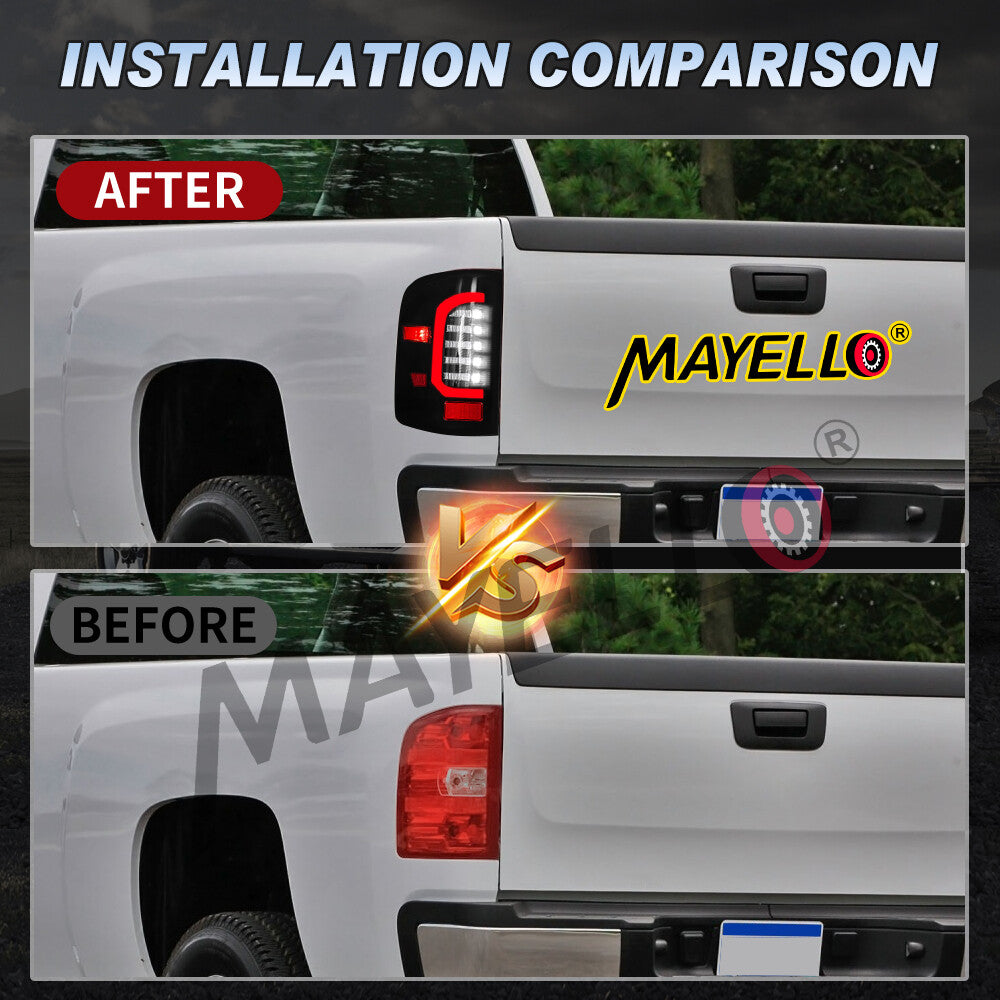 Smoke Lens LED Tail Lights for 2007-2014 Chevy Silverado 1500 2500 Black Lamps