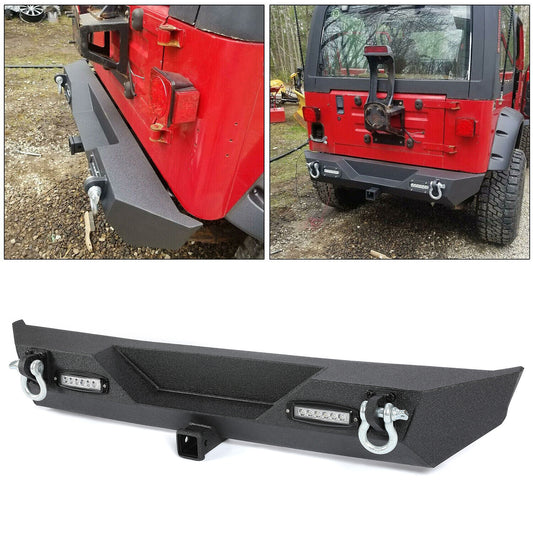Rear Bumper W/Led Light D-Rings 2" Receiver Fit 87-06 Jeep Wrangler YJ TJ
