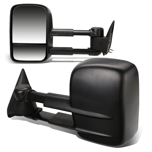TWM-001-T222-BK for 1999 to 2006 Silverado / Sierra Pair of Black Textured Telescoping Manual Extendable Side Towing Mirrors