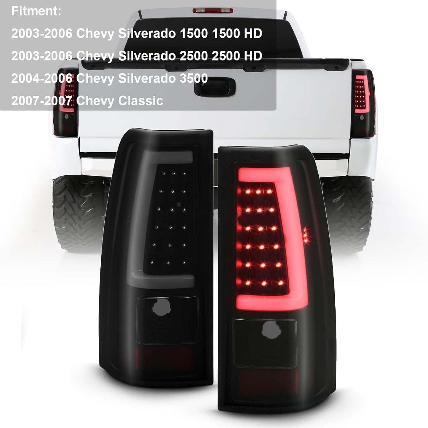 Updated LED Tail Light Assembly for 2003 2004 2005 2006 Chevy Silverado 1500 ...
