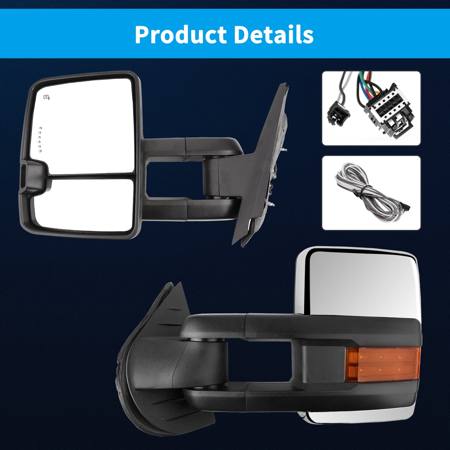 Power Heated Tow Mirrors for 2007-2013 Chevy Silverado Sierra 1500 2500HD 3500HD