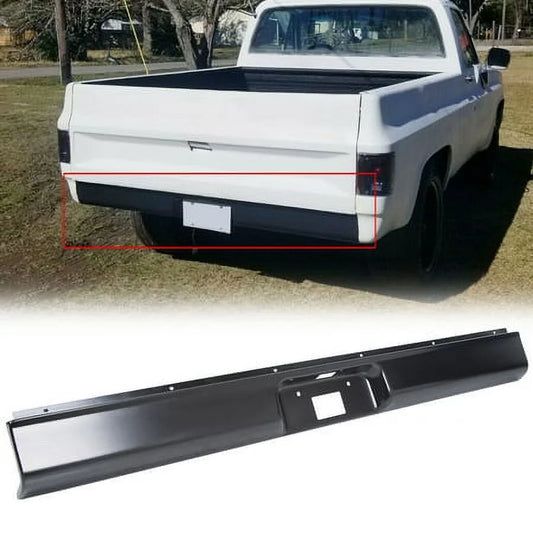 Fleetside Rear Roll Pan 18 Gauge Steel for 1973-1987 Chevrolet C10 C20 C30 K10 K20 K30 Pickup with License Plate Holes Light Kit