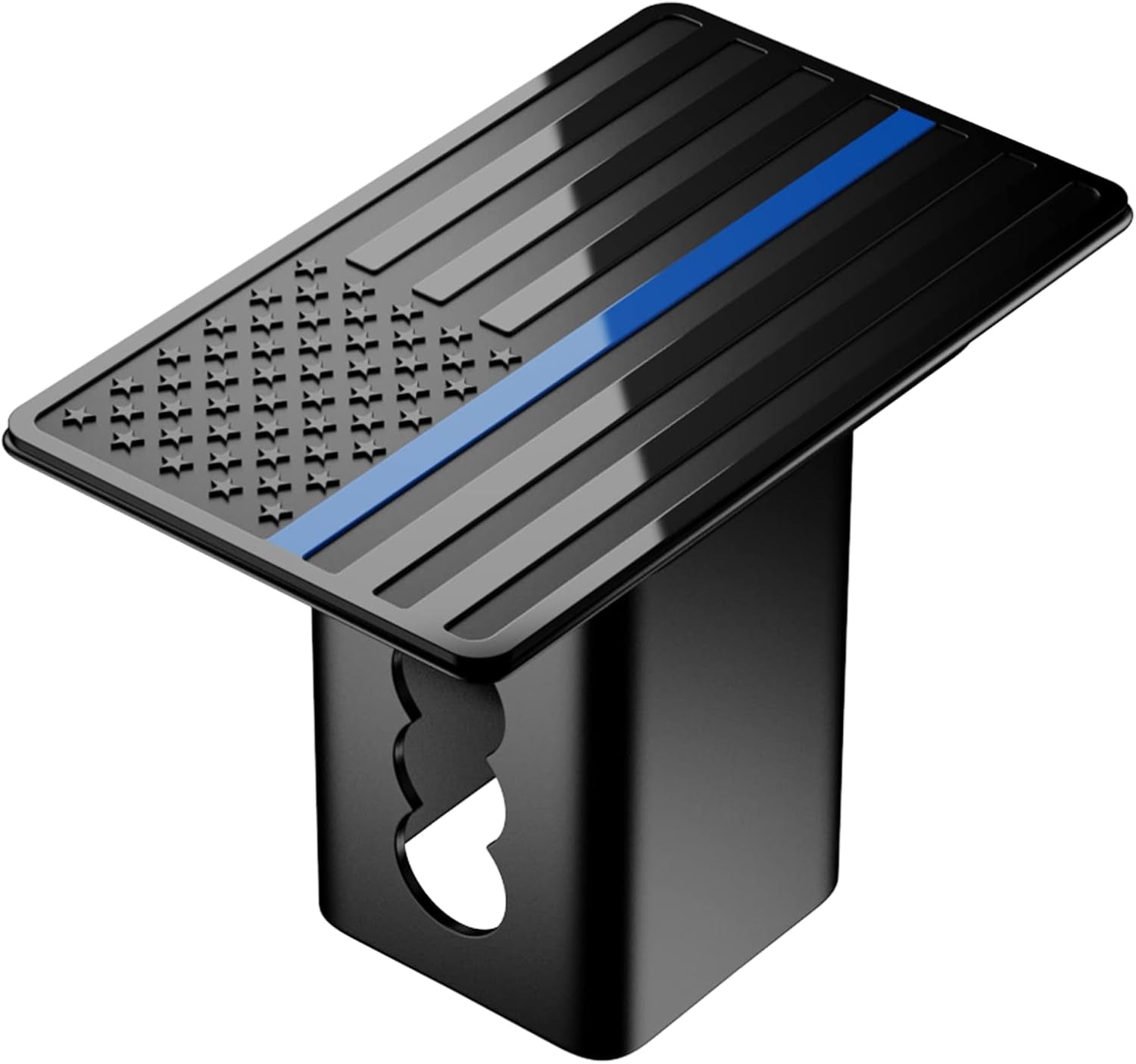 Heavy American Flag Metal Trailer Hitch Cover for 2" Inch Receivers,Tow Hitch Covers 2 Inch for Truck Accessories (With 5/8-Inch Pin Diameter Trailer Hitch Lock, Blue Line)