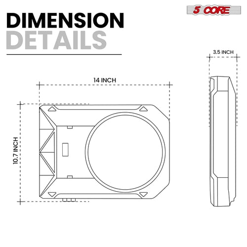 5Core 10 Inch Slim under Seat Car Audio Subwoofer 800W Built in