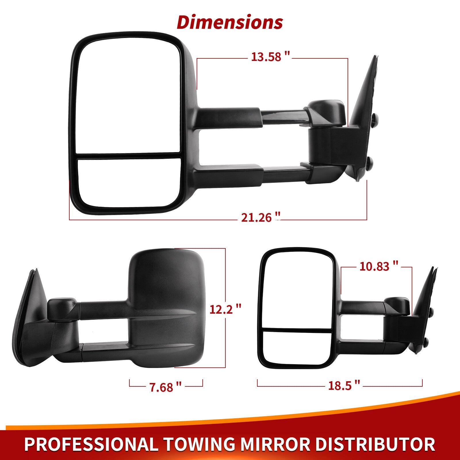 Pair Manual Tow Mirrors for 99-06 Chevy Silverado GMC Sierra 1500 2500HD 3500HD