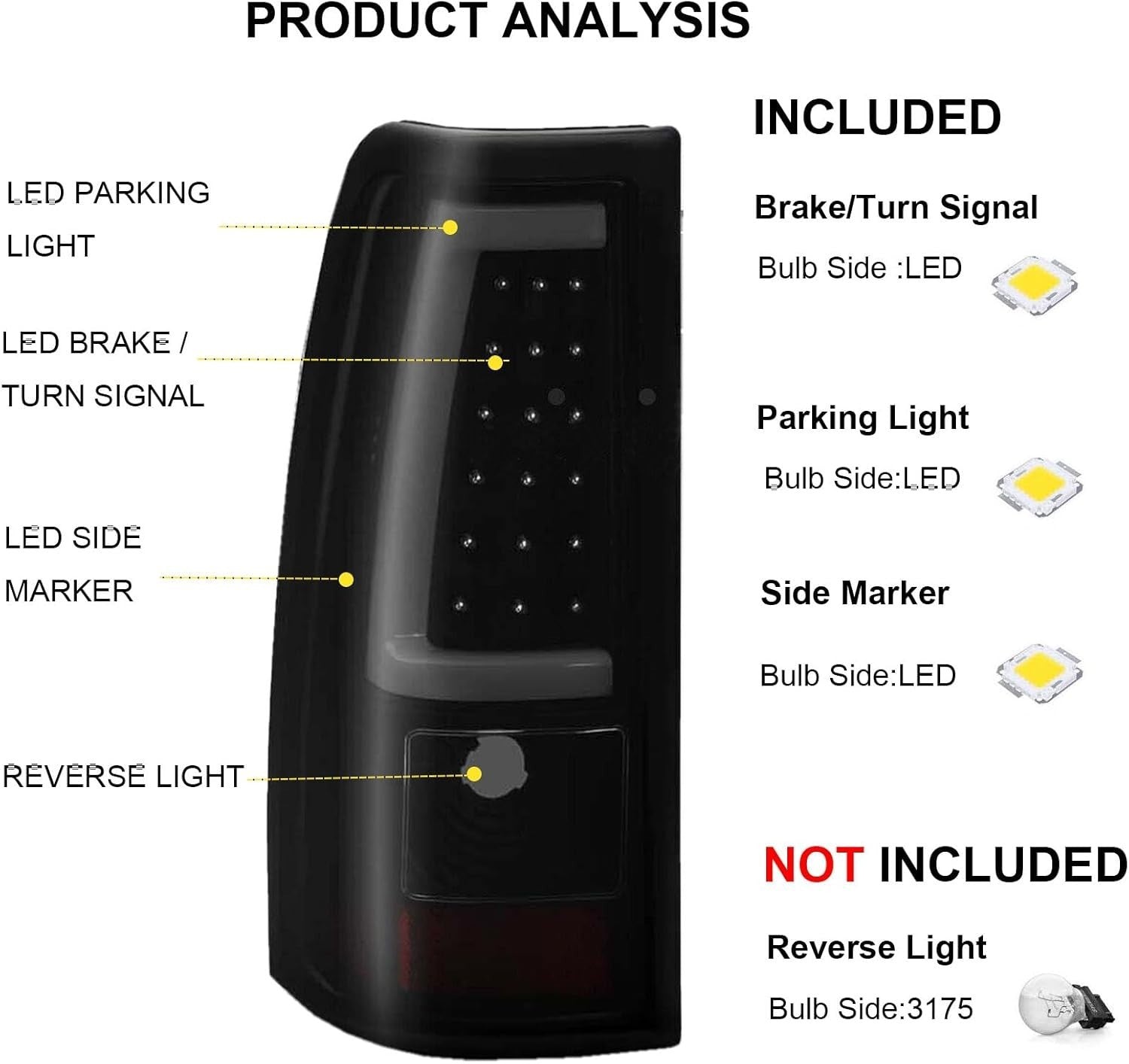 Updated LED Tail Light Assembly for 2003 2004 2005 2006 Chevy Silverado 1500 ...
