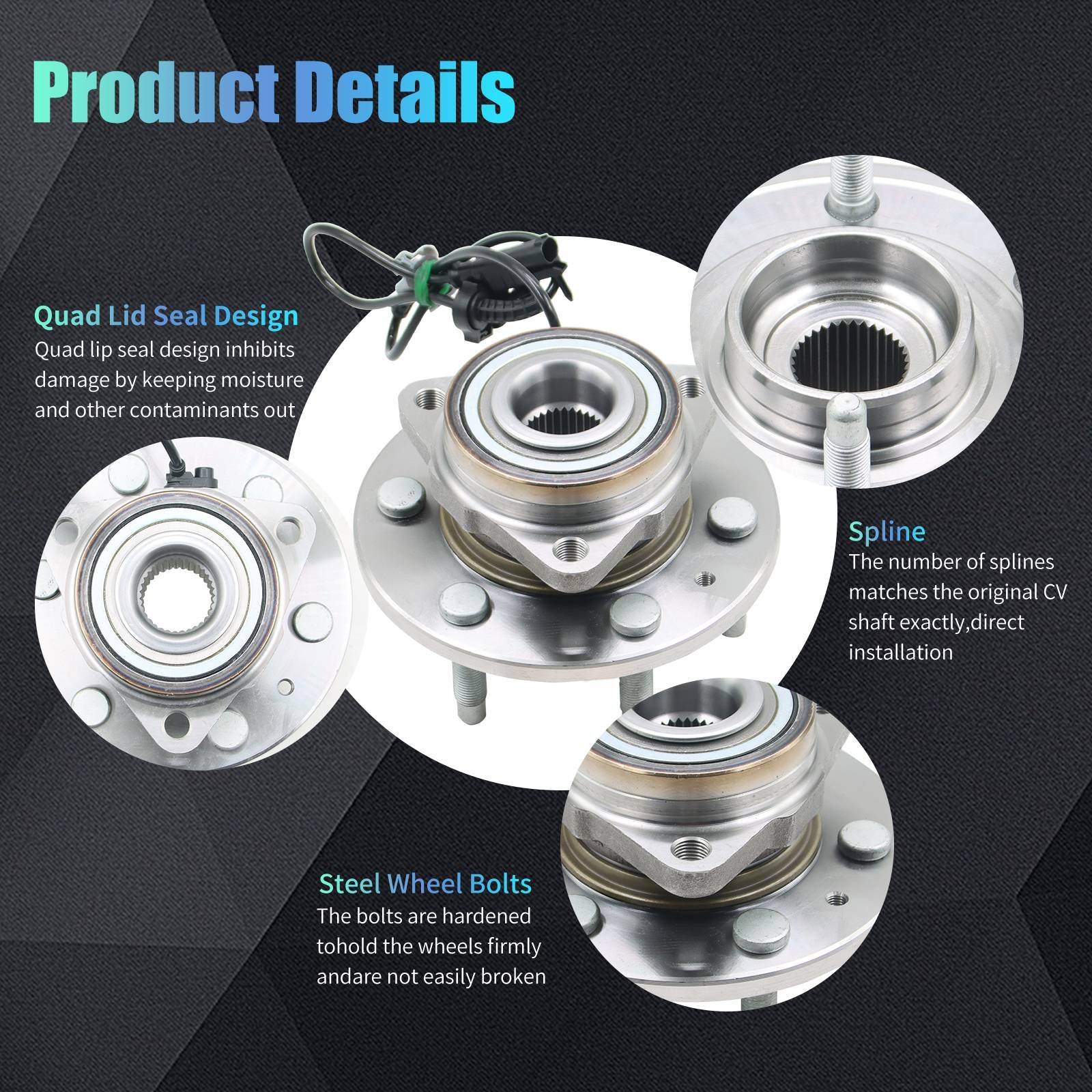 Front Wheel Hub Bearings Pair 2 for Chevy Silverado 1500 Tahoe GMC Sierra 1500
