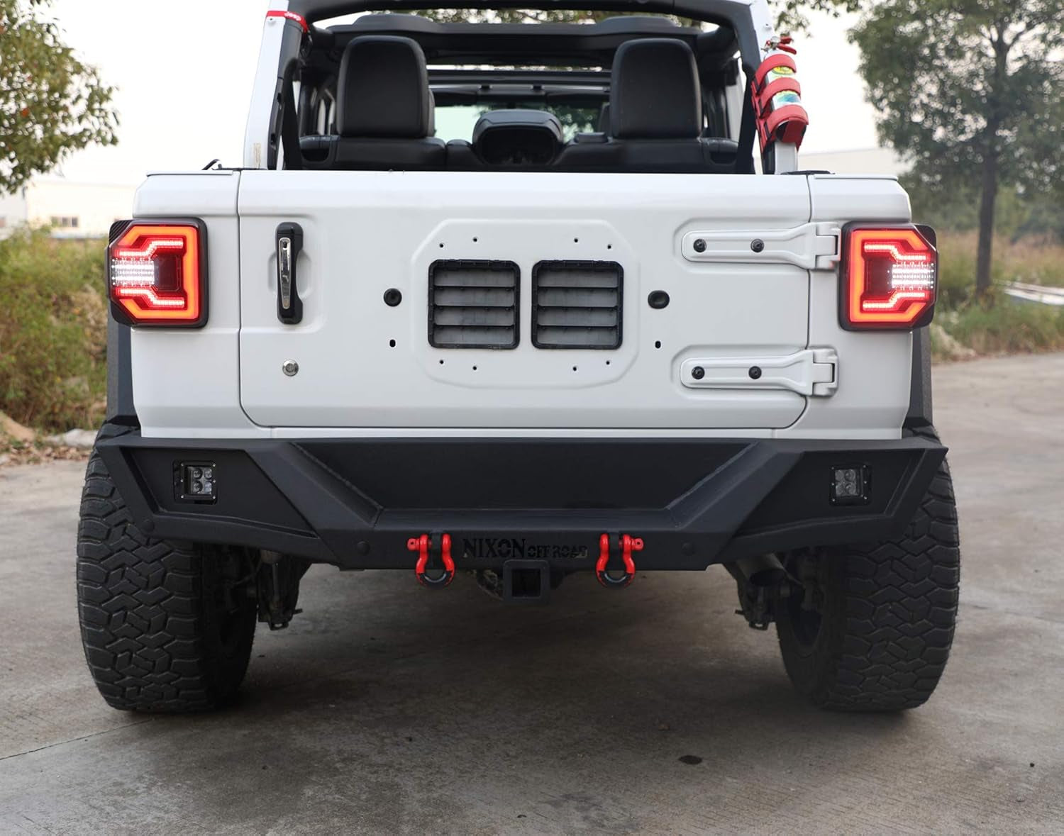 Rear Bumper for 2018-2020 Jeep Wrangler JL/JLU with D-Ring Shackles and 2 LED Lights, Jeep Offroad Exterior Replacement Accessories